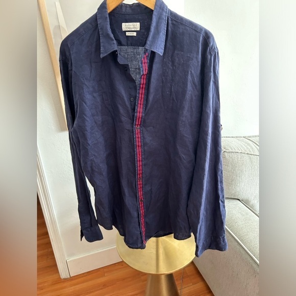 Zara Other - Zara Blue 90’s Preppy Casual Linen Men’s Button Down  Shirt XL